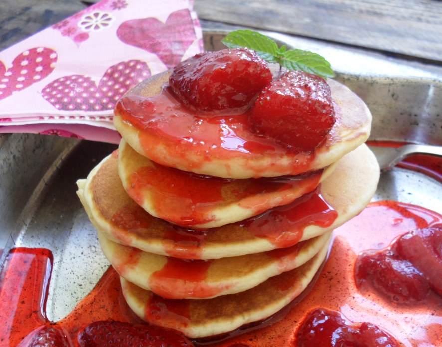 Crumpets with mint infused strawberry compote mint infused strawberry compote