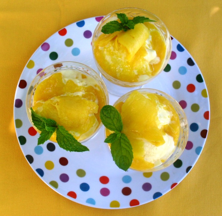 mango ice cream 1 Recipe for mango ice cream with a mango coulis mango ice cream 1