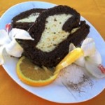 Chocolate and orange swiss roll