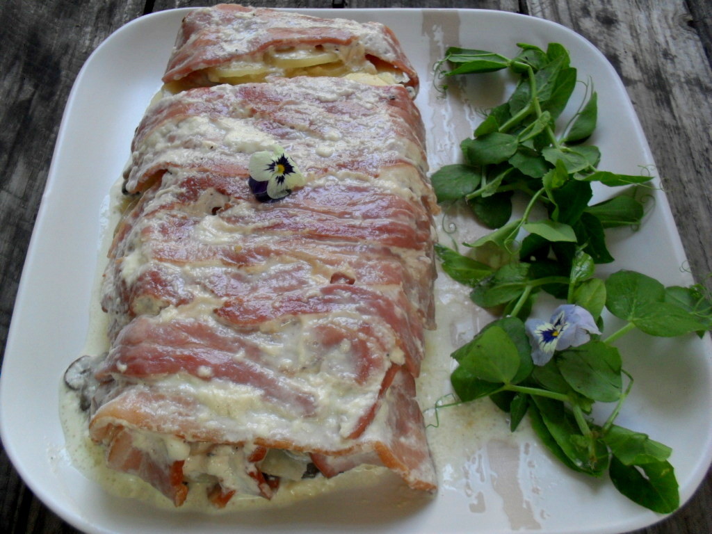 potato bake wrapped in bacon